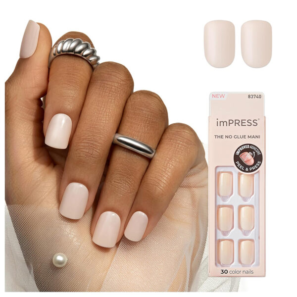 KISS imPRESS No Glue Mani Press On Nails, Color, 'Point Pink', Pink, Short Size