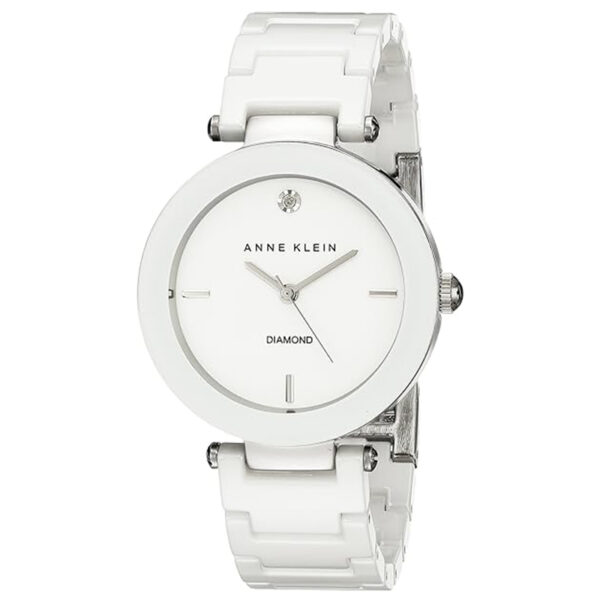 Anne Klein Women's Black Ceramic Bracelet Watch with Diamond Accent