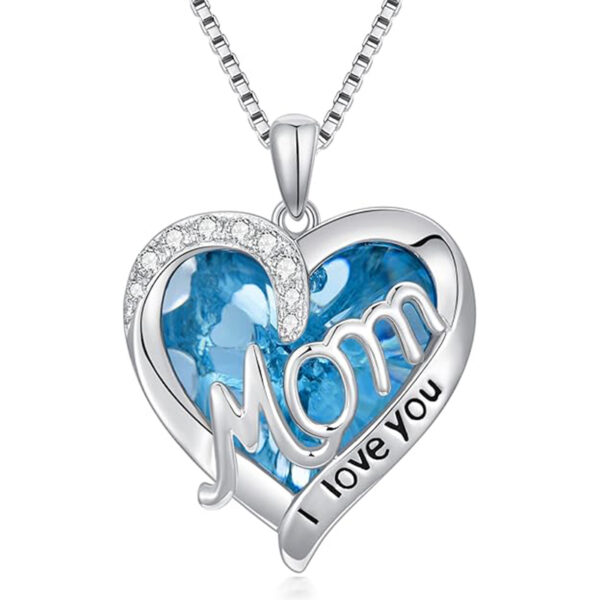 TOUPOP Mothers Day Gifts for Mom Sterling Silver Heart Crystal Necklace